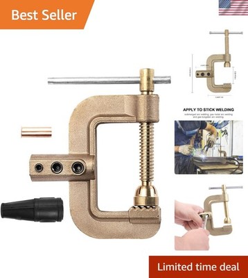 400A C-Style Solid Brass Welding Ground Clamp with Screw Lock - 2.3'' Jaw