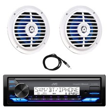 JVC KD-X38MBS 1 DIN Bluetooth LED Stereo Receiver, 2x 5.25'' Speakers, Antenna