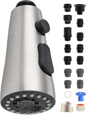 Stainless Faucet Head Replacement with 15 Adapters Compatible with Moen/Delta/Ko