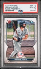 Graded 2023 Bowman Spencer Jones #BP139 Paper Prospects RC Baseball Card PSA 10