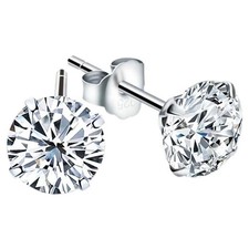 Aretes de Broquel, DiamLux3, MXMLX-001, 1Par, 3mm, S925 Plata, Circonia, Aretes