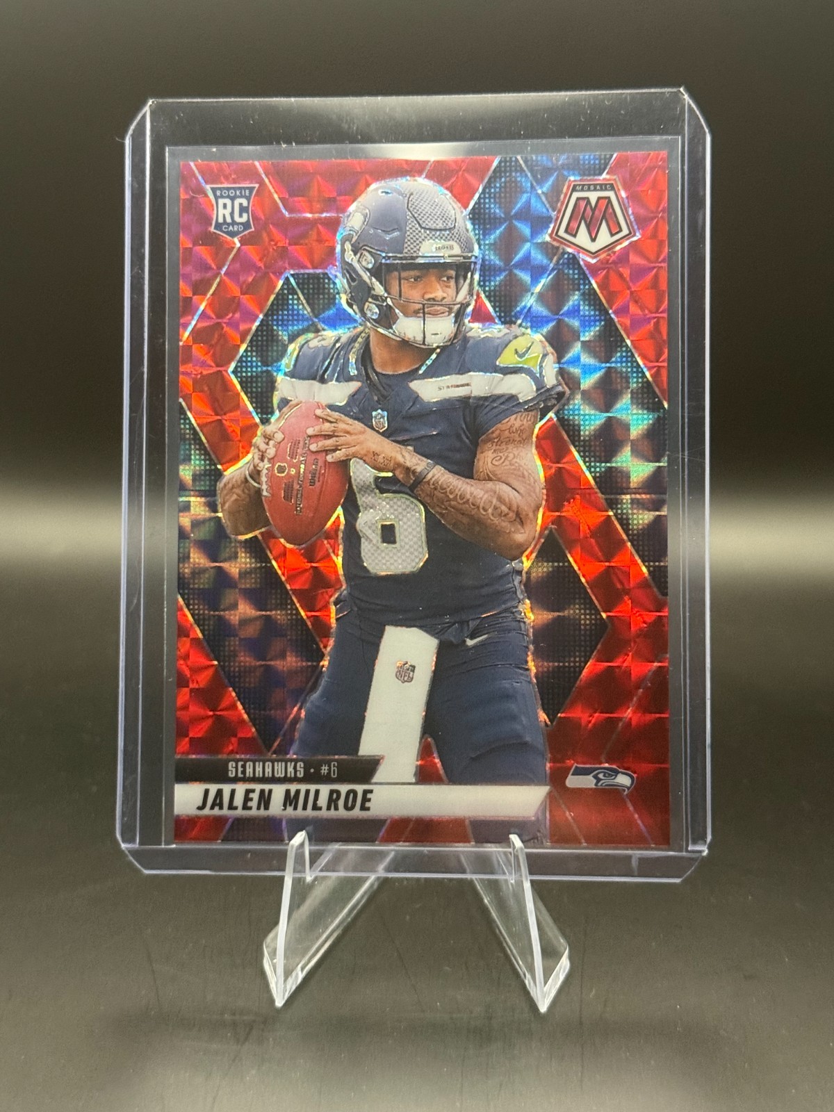 2025 Mosaic. Jalen Milroe Rookie Card Red Mosaic Prizm #322 RC