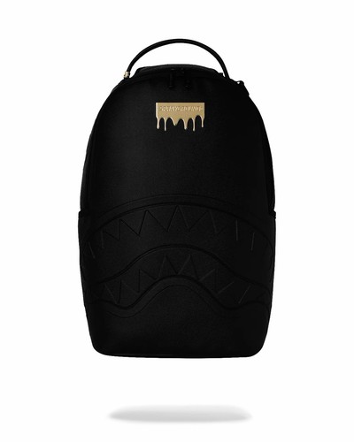SPRAYGROUND LIMITED EDITION BACKPACK GOLD DRIP LOGO METALLIC BLACK FAUX LEATHER