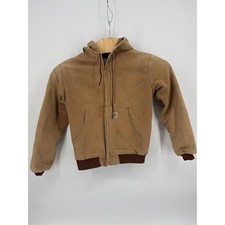 Carhartt Mens Thermal Lined Duck Canvas Active Jacket Brown Hooded Full Zip