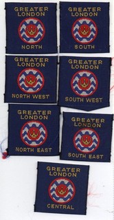 GREATER LONDON SET OF RIBBON DISTRICT SCOUT BADGES