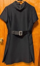 Richard Frontman VTG Size 12 Little Black Dress with Belt Rhinestone Buckle