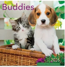 2026 BUDDIES 12” X 24” 16 Month Wall Calendar NEW SEALED (Puppies & Kittens)