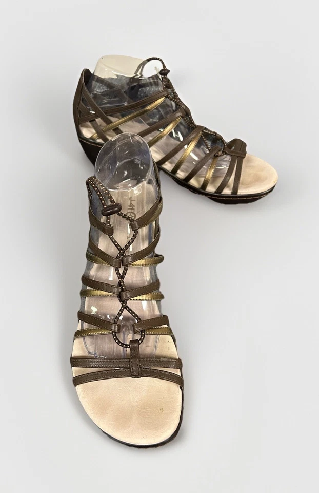 J-41 Mujer Sandalias Agustín Marrón Cuñas 11M Correa Ajustable Foto 4 de 4