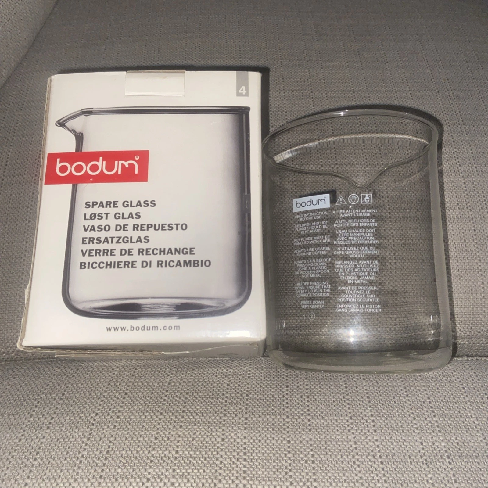 Bodum 1504-10 Coffee Press Beaker, Glass - 4 Cup, Transparent-Made in Germany