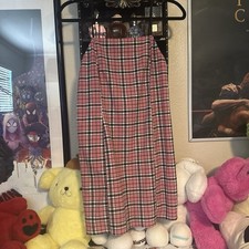 Urban Outfitters Plaid Strappy Mini Dress Square Neck Pink Black White Zip S