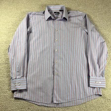 Hugo Boss Sharp Fit Button Down Shirt Blue Red White Men  s Size 17.5 / XL