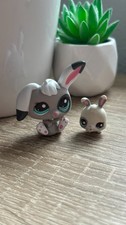 Littlest Pet Shop #2668 #2669 Hase Bunny Mommy Baby Grau Wei&szlig; LPS - Gen 3