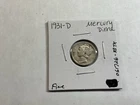 1931 D Mercury Silver Dime FIne 10c Coin from  Denver Mint 061726 33tk
