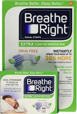 Extra Clear Nasal Strips Drug Free Sensitive (44 Extra Clear Strips (Sensitive S