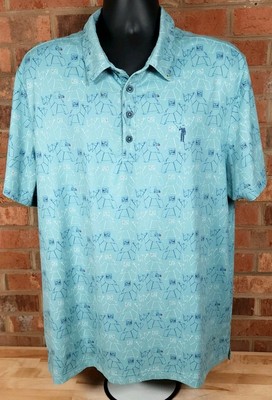 William Murray Polo Shirt Mens XL Golf Glacier Scotch Print Blue Stretch