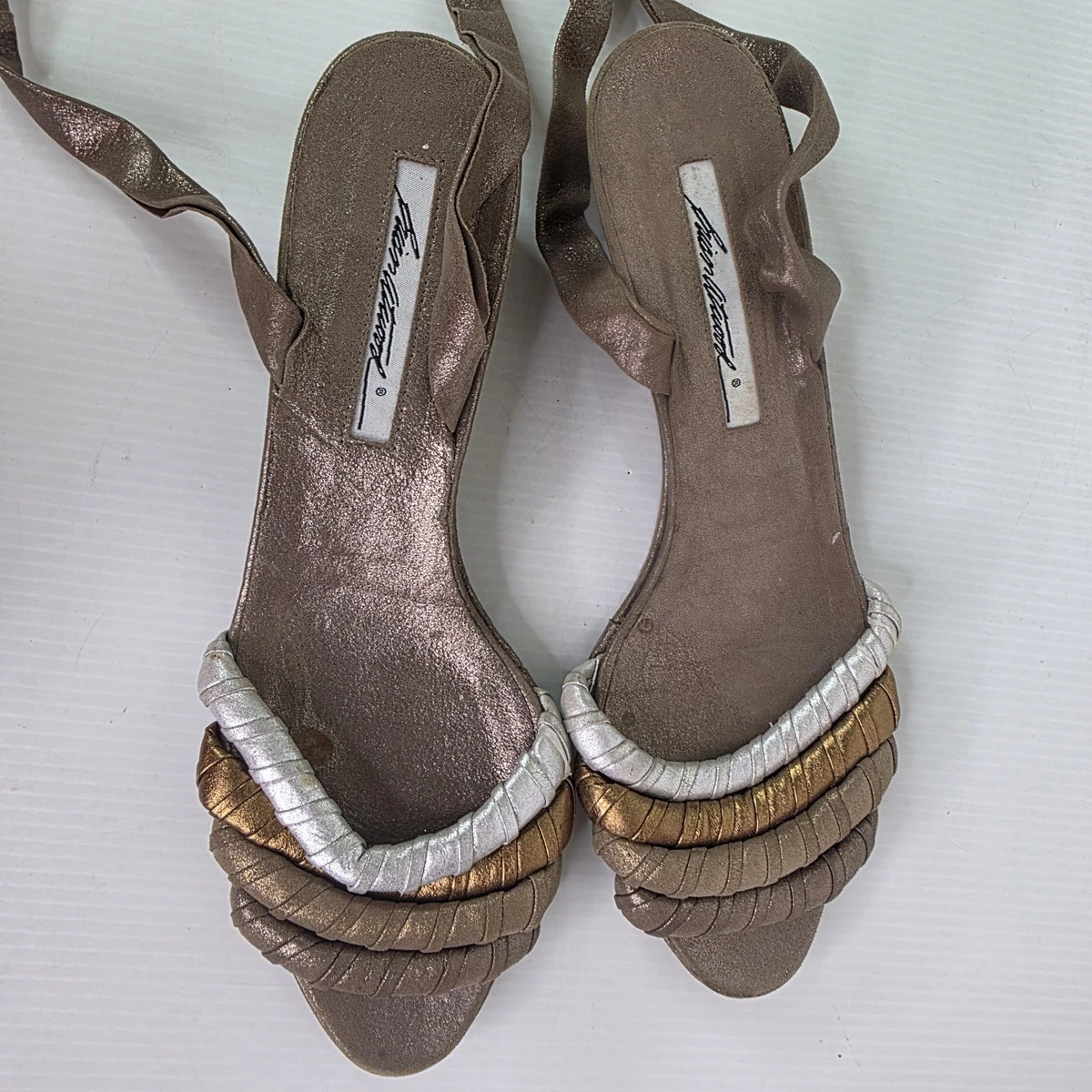 Brian Atwood Silver Studded Ankle-Strap Block Heel Sandals Brian Atwood Shoes for Women for sale | eBay main image 3
