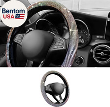 Car Steering Wheel Cover with Sparkly Rhinestones, Bling,Suitable for Most 14.5"