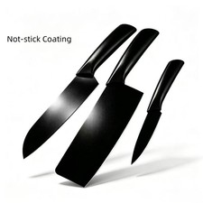 3Pcs Black Kitchen Knife Set Stainless Steel ...