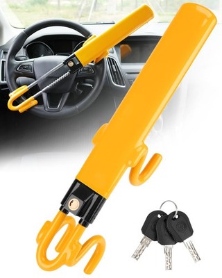Tevlaphee Steering Wheel Lock - Heavy Duty Antitheft Device and Car Yellow 