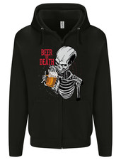 Beer or Death Skull Funny Alcohol Mens Zip Up Hoodie