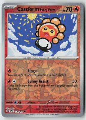Castform Sunny Form 020/191 Common Surging Sparks Pokemon Reverse Holo NM OSARE