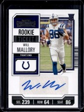 2023 Panini Contenders Will Mallory RC Auto Autograph Ticket #267 Colts Rookie