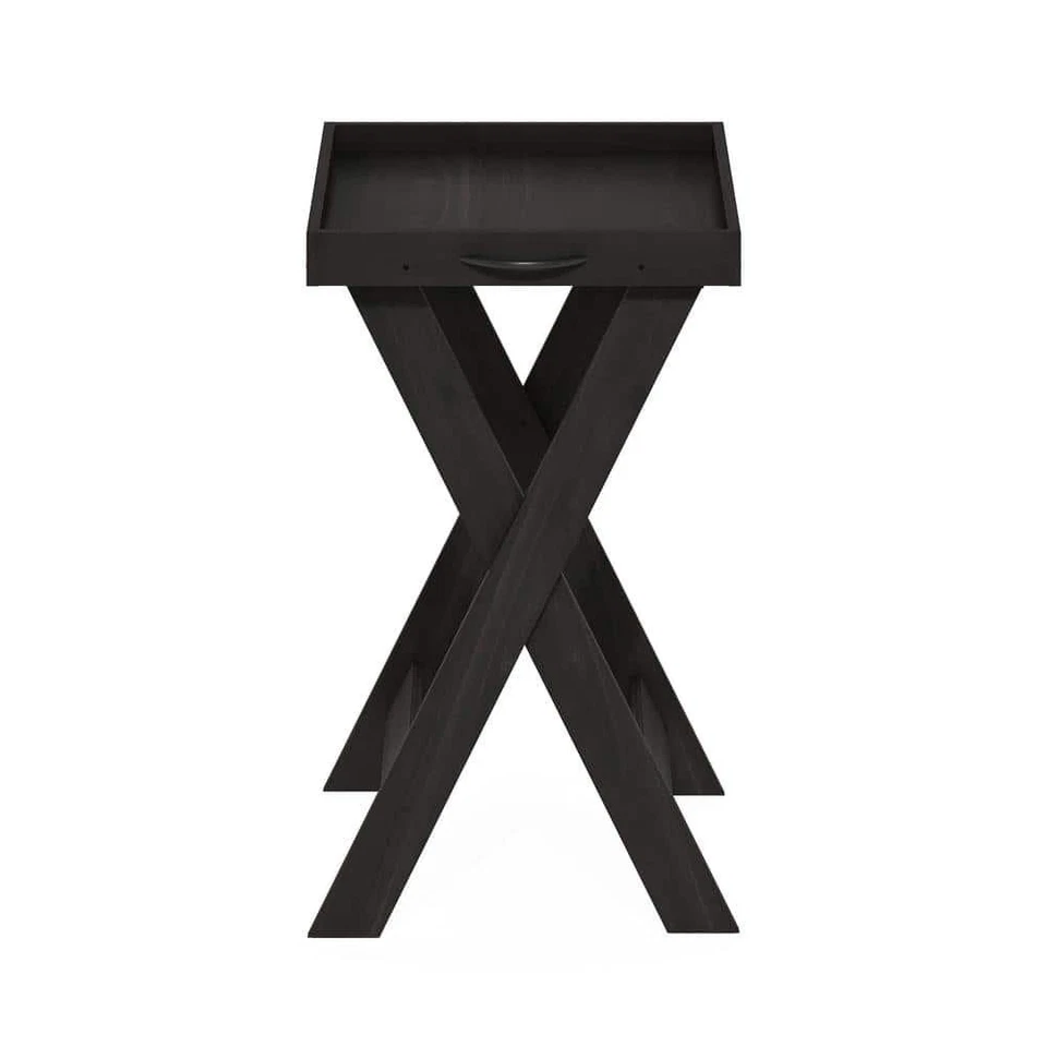 Furinno End Table Rectangle Wood Espresso 18.9" Removable Serving Tray 15lb Cap - Image 2 of 4
