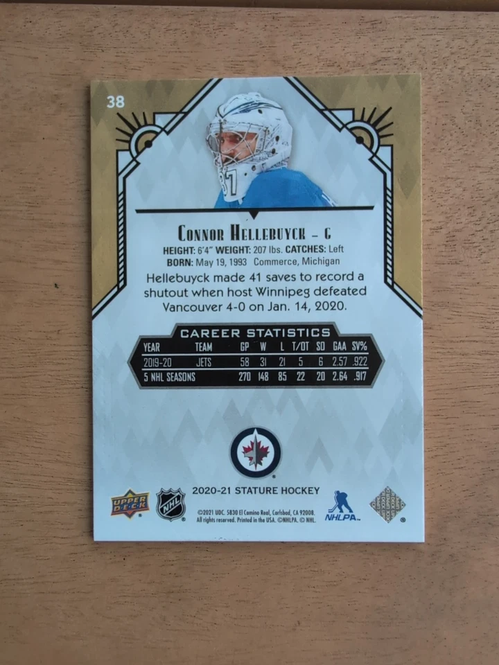 2020-21 Upper Deck Stature - Connor Hellebuyck #38 - Image 2 of 2