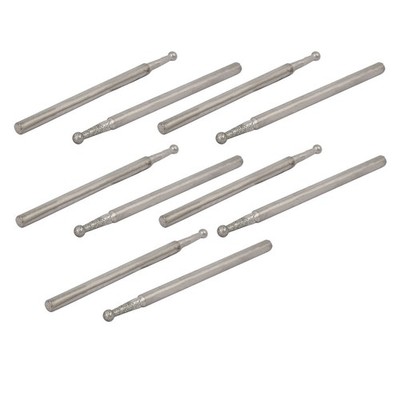 2.35mm Shank 2mm Dia Diamond Head Ball Shaped Mounted Grinding Tip 10pcs