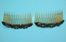 Vintage Native American Sterling Silver Turquoise Flower Hair Comb Set 056GCM
