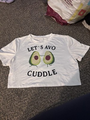 White Crop Top Let s Avo Cuddle with picture of 2 avocados white crop