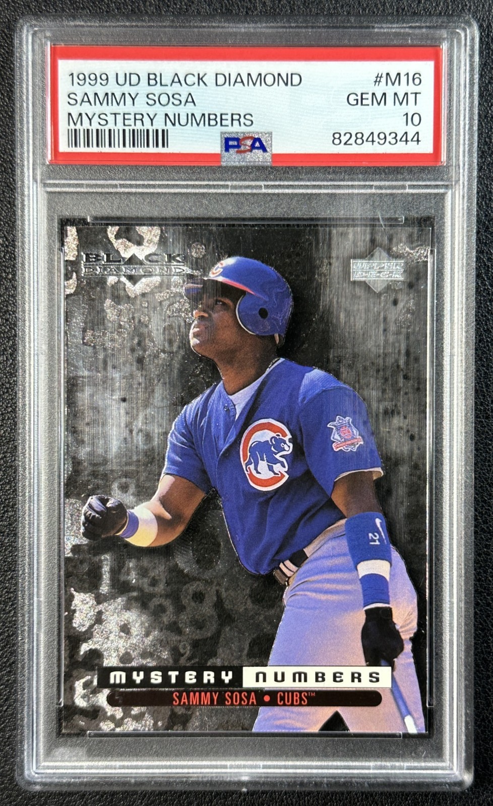 POP 1 SAMMY SOSA PSA 10 1999 UPPER DECK BLACK DIAMOND #M16 MYSTERY NUMBERS /1600