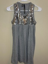 Gray Tank Top with Silver Sequin - Medium P2P 15 Length 30