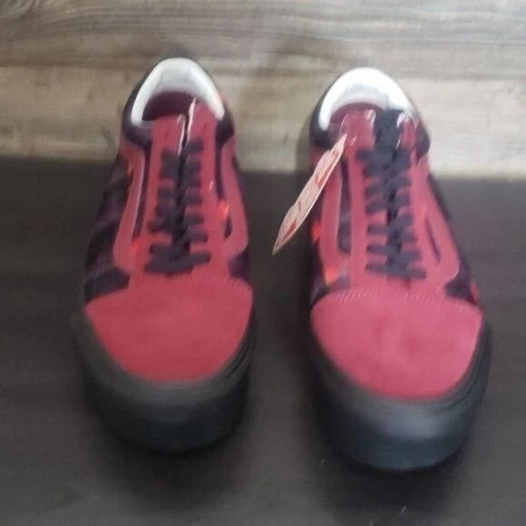 Nuevo Vans Old Skool Rojo Cuadros Plataforma Zapatos Mujer Talla 8 Terciopelo Gótico Vamp Foto 4 de 4