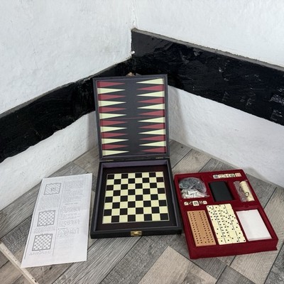 Reise Schach Backgammon Dominos Würfel Karten Zeichnungen traditionelle Spiele Koffer NEU