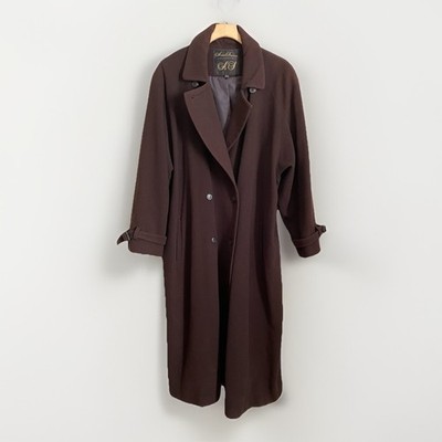 Ashley Stewart Collection 18/20 Long 100% Wool Coat Brown Equestrian Trench
