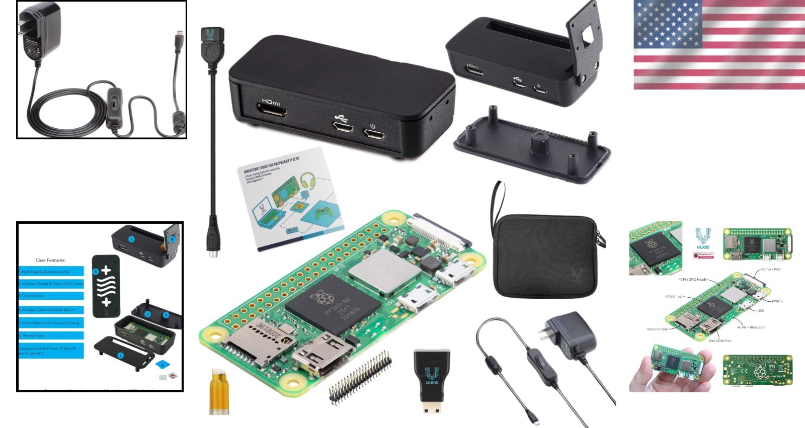 Raspberry Pi Zero 2 W Basic Kit With Pre-Soldered Headers - Quad-Core 1GHz Mini Computer