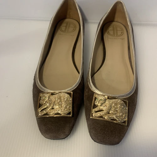 PUMA Ballerine Lilly Pulitzer in camoscio marrone taglia:9 con ornamento ingioiellato Cougar sulla parte superiore