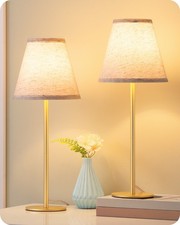 EDISHINE 2 Bedside Table Lamps w/ Linen Shade,Metal Base,INCLUDED E27 LED Bulb