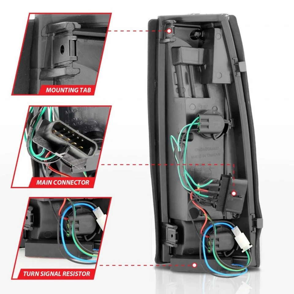 ANZO For GMC V2500 Suburban 1988-1991 Tail Lights Black Housing Clear Lens Pair - Image 2 of 4