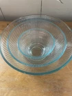 Pyrex Clear Mixing Bowls Aqua Ribbed Nesting 7401-s - 7404-s   Set Of 3 Bowls