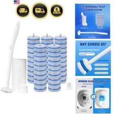 Disposable Toilet Brush and Holder Set, with 50 PCS Toilet Bowl Refills for C...