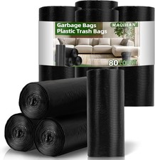 Trash Bags Bulk - 80 Count 4 Gallon Durable 1 Pack of 80 , Black