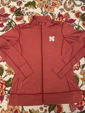 Nebraska Cornhuskers Full Zip Jacket Women's Sz M Red Cutter & Buck Fitted