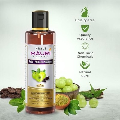 Khadi Mauri Amla Shikakai Herbal Shampoo | Hair Fall & Damage Repair 210ml