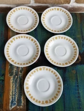 5 Vintage-Corelle-BUTTERFLY GOLD  Saucer's by Corning 6.25" 