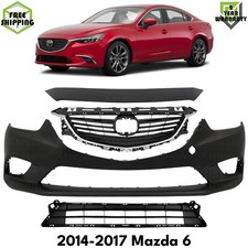 Front Bumper Cover Paintable Plastic Grille Assembly Kit For 2014-2017 Mazda 6