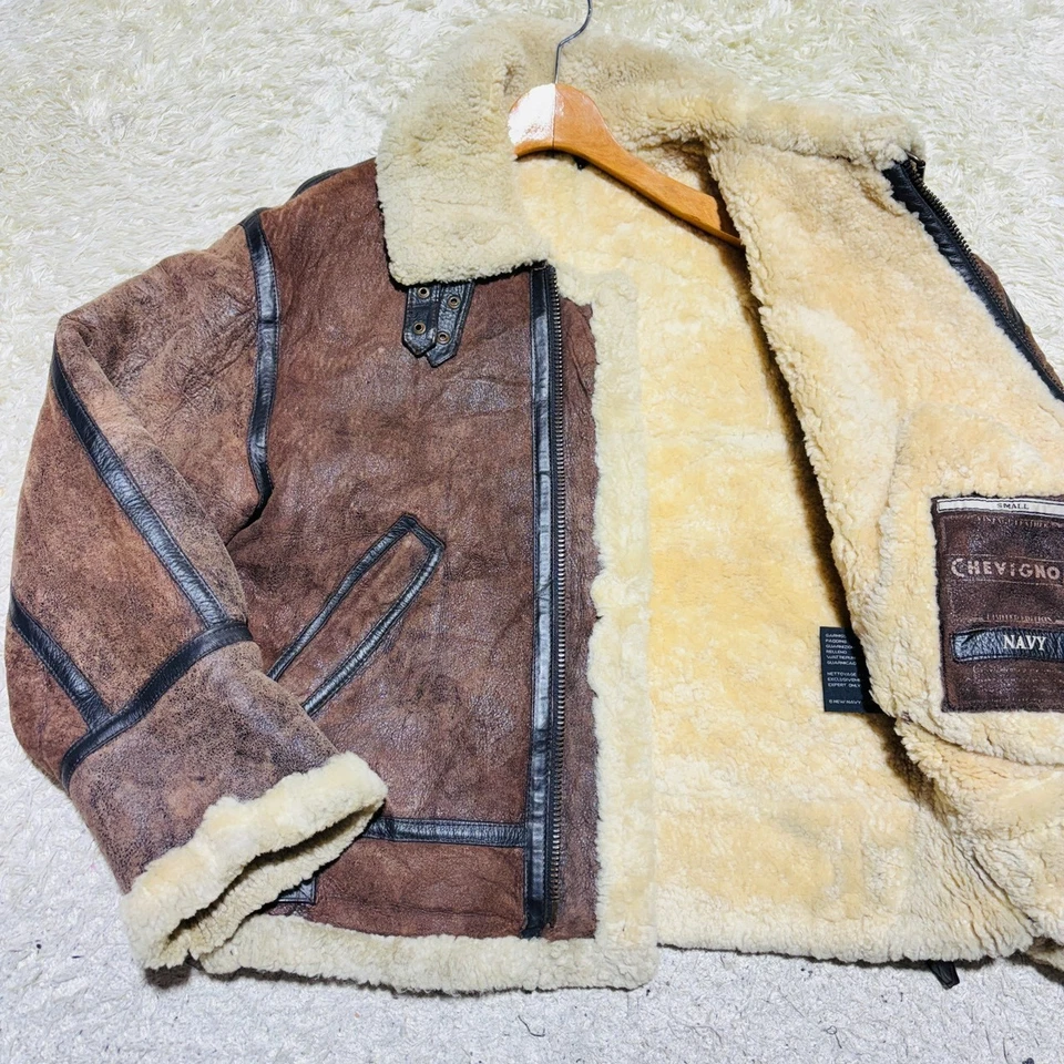 CHEVIGNON B-3 Flight Jacket size S Sheepskin Mouton Boa Lambskin Leather Japan - Image 2 of 4
