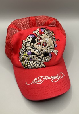 Ed Hardy / Baseballcap / Kappe / Totenkopf / Vintage / Tatoo Wear / Rot