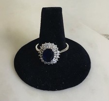 Sterling Silver Ladies Blue Stone Zirconia Ring Size 9.25